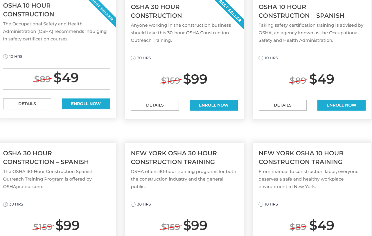 Cheapest EHSPractice OSHA courses