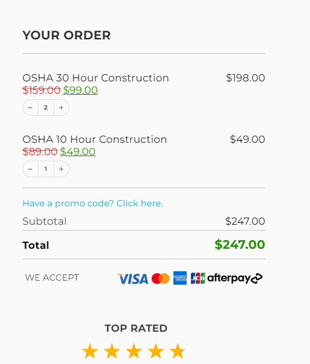OSHA Payment Details