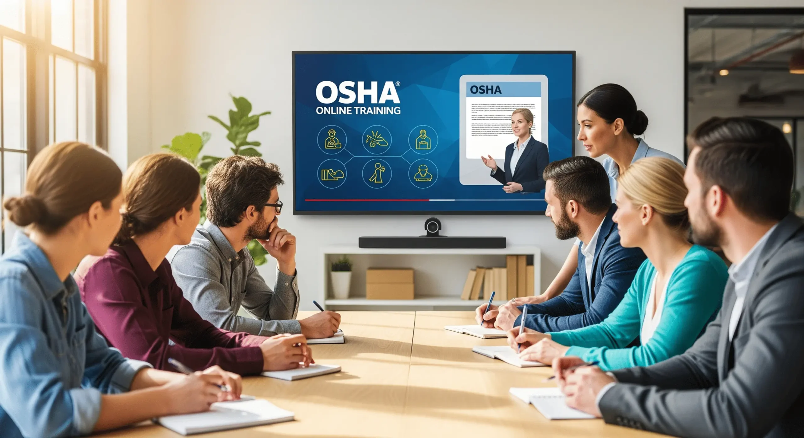 Online OSHA training session on computer