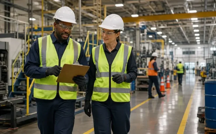 Job candidate discussing an Environmental Health and Safety career with an EHS manager