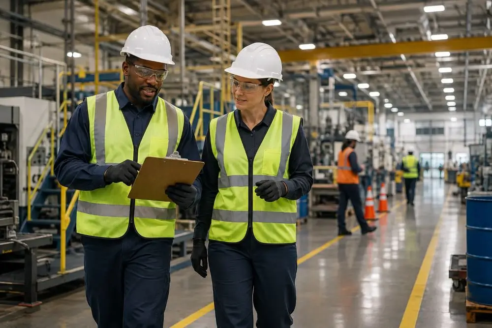 Job candidate discussing an Environmental Health and Safety career with an EHS manager